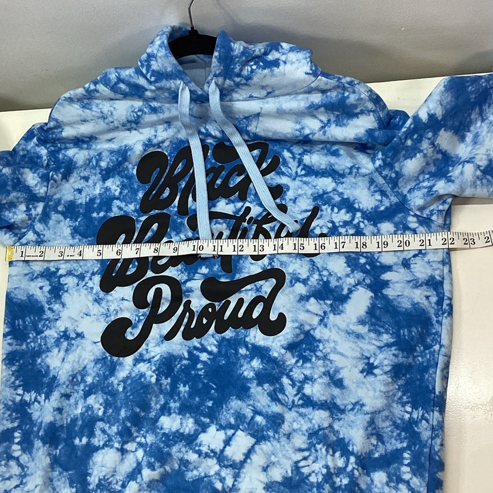 Blue Tie-Dye Hoodie with Black Graphic - Picture 4 of 4